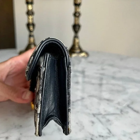 Blue Dior Oblique Jacquard Saddle Flap Card Holder *Authentic* - Picture 5 of 16